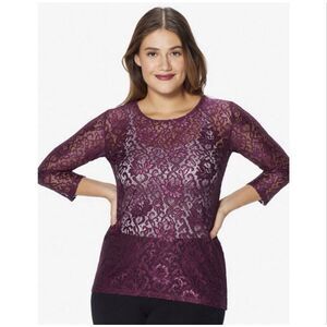 Ruby Ribbon Chantilly Lace Top Burgundy Nwt Size Medium